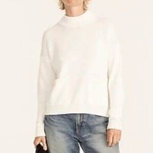 J crew Cotton-cashmere patch-pocket mock neck Boyfriend Relax fit sweater Sz S